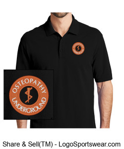 Mens Black Polo with Right Sleeve Caduceus Design Zoom